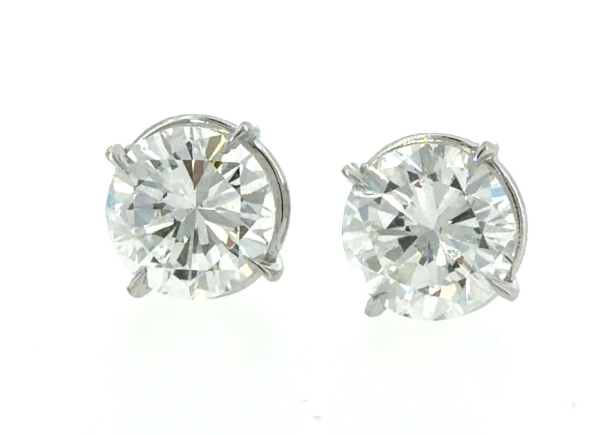2.07ct E VVS2 + 2.01ct F VVS1 GIA Round Diamond Stud Earrings