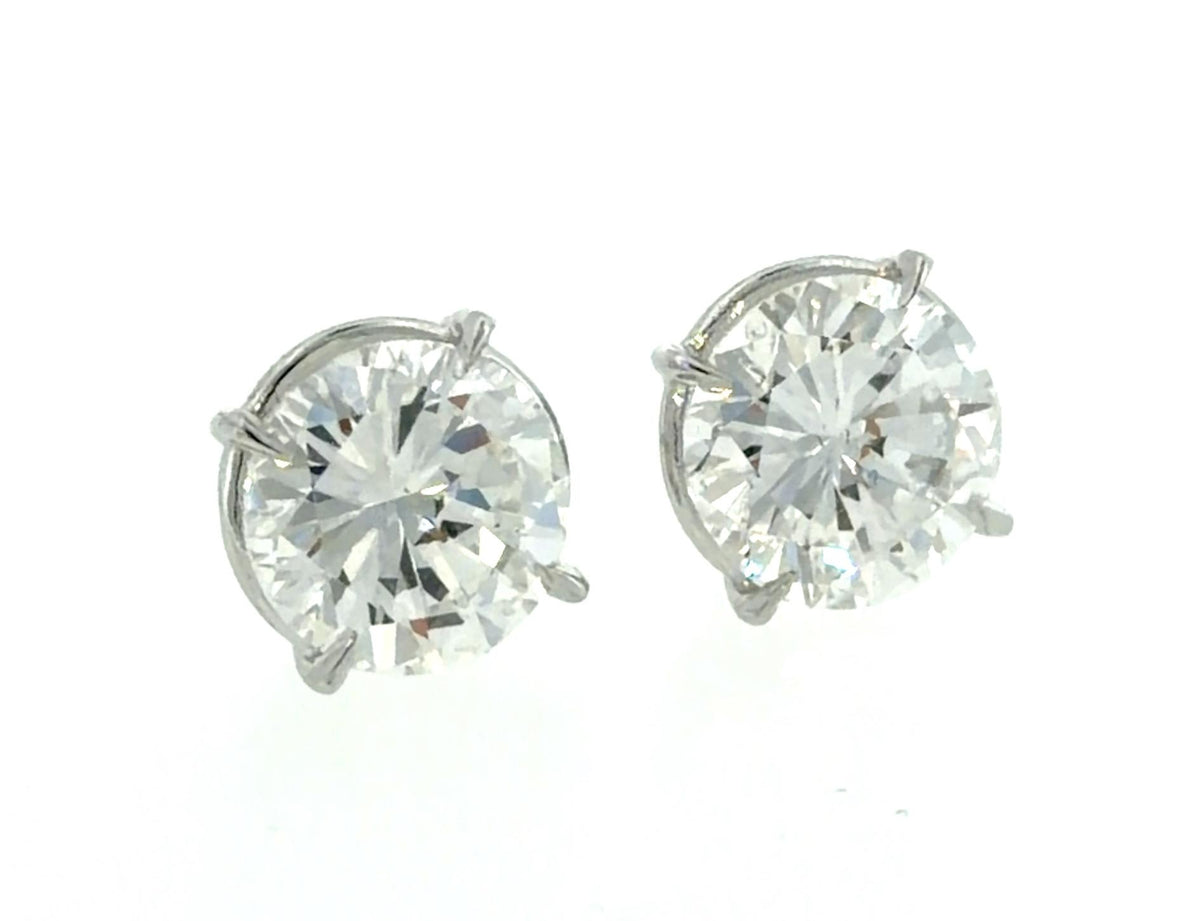 2.07ct E VVS2 + 2.01ct F VVS1 GIA Round Diamond Stud Earrings