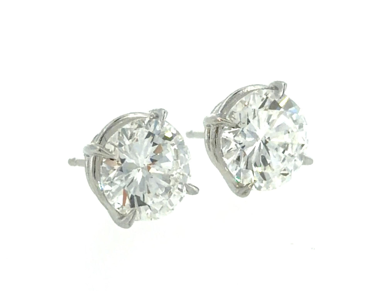 2.07ct E VVS2 + 2.01ct F VVS1 GIA Round Diamond Stud Earrings
