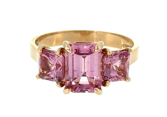 2ct Center Pink Spinel 14KY Gold Ring 1.60ct Side Spinel