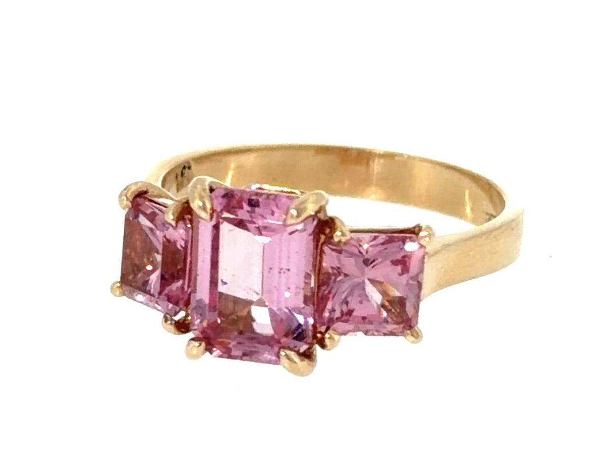 2ct Center Pink Spinel 14KY Gold Ring 1.60ct Side Spinel