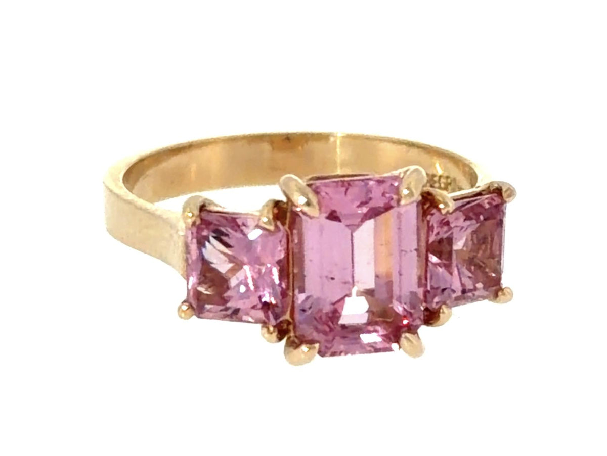 2ct Center Pink Spinel 14KY Gold Ring 1.60ct Side Spinel