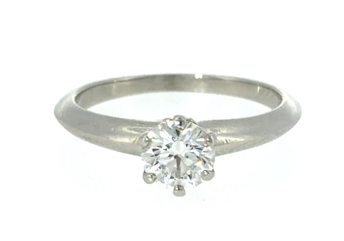 Original Tiffany & Co. .63ct (F-G VS1 No Cert) Round Diamond Platinum Ring