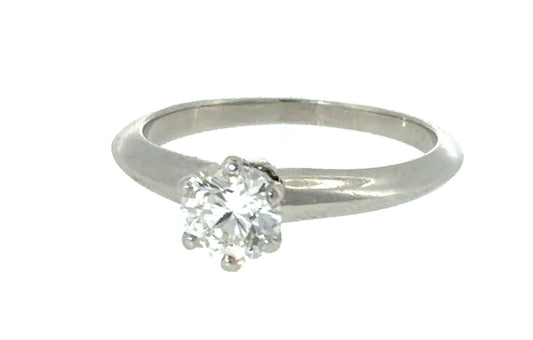 Original Tiffany & Co. .63ct (F-G VS1 No Cert) Round Diamond Platinum Ring