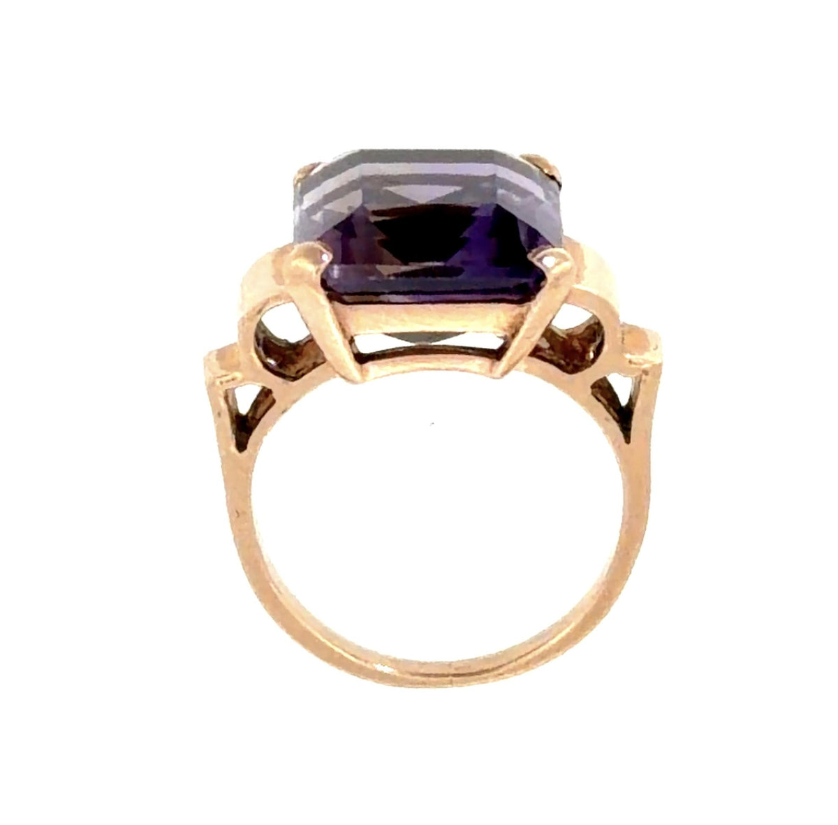 Retro 10ct Amethyst 14KY Rose Gold Ring (Vintage 1940s) 5.20g 5.50 Size