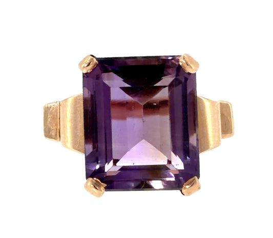 Retro 10ct Amethyst 14KY Rose Gold Ring (Vintage 1940s) 5.20g 5.50 Size
