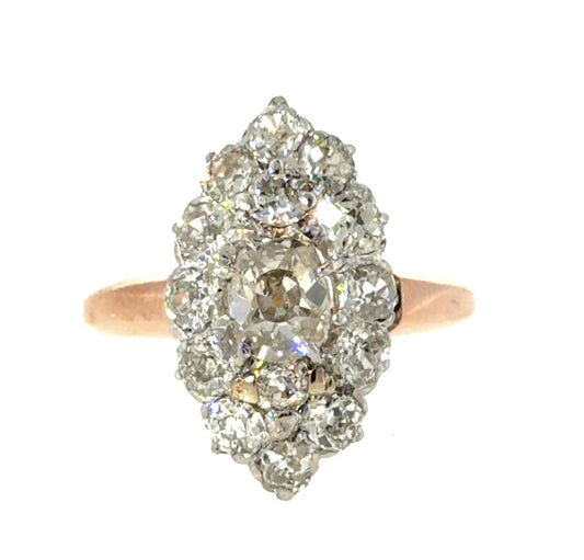 Original Edwardian .50ct Cushion Old Mine Center Diamond PT+18KY Gold Ring