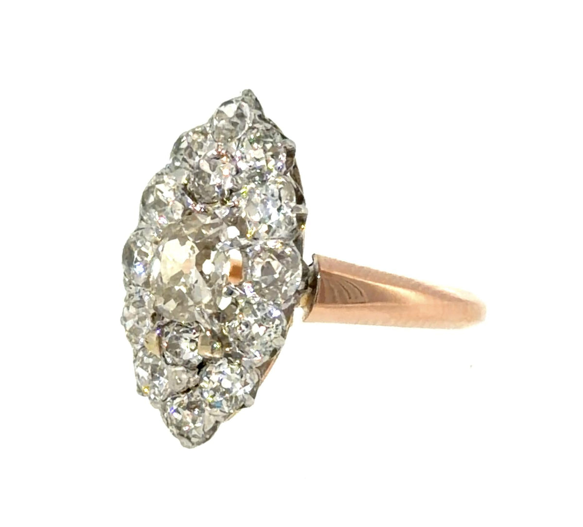 Original Edwardian .50ct Cushion Old Mine Center Diamond PT+18KY Gold Ring