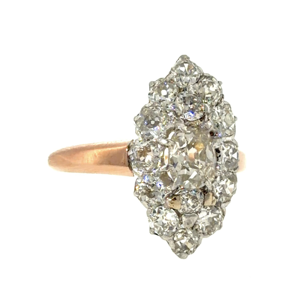 Original Edwardian .50ct Cushion Old Mine Center Diamond PT+18KY Gold Ring