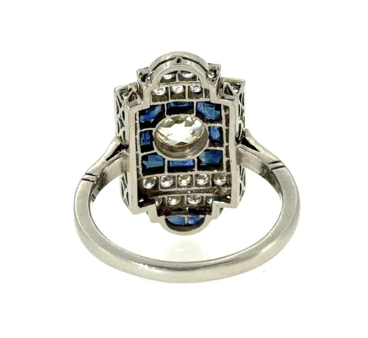 .68ct European Diamond 2.31ct Sapphire Platinum Handmade Inspired Ring .64ct SD