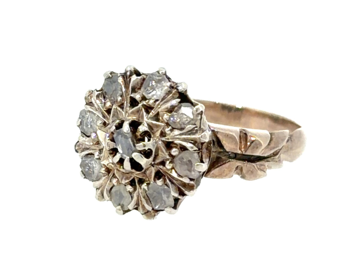 Original Victorian .80ct Rose Cut Diamond 14K2 Tone Gold Ring (Antique 1890s)
