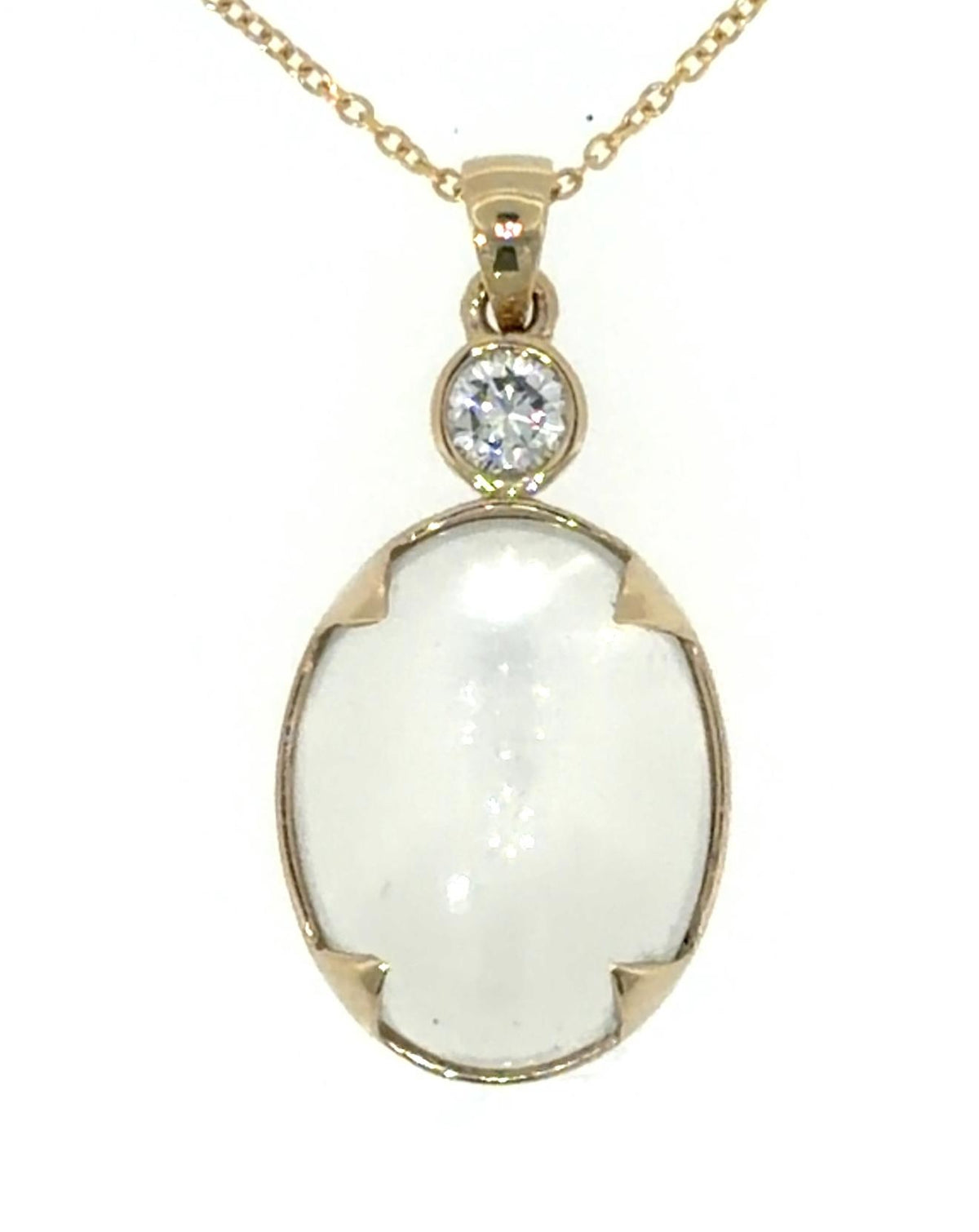11.45ct Moonstone 14KY Gold Pendant 5.80g 16"
