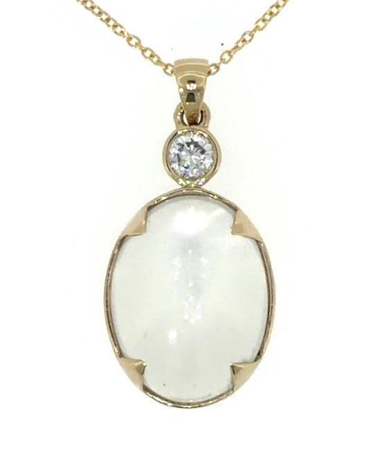 11.45ct Moonstone 14KY Gold Pendant 5.80g 16"