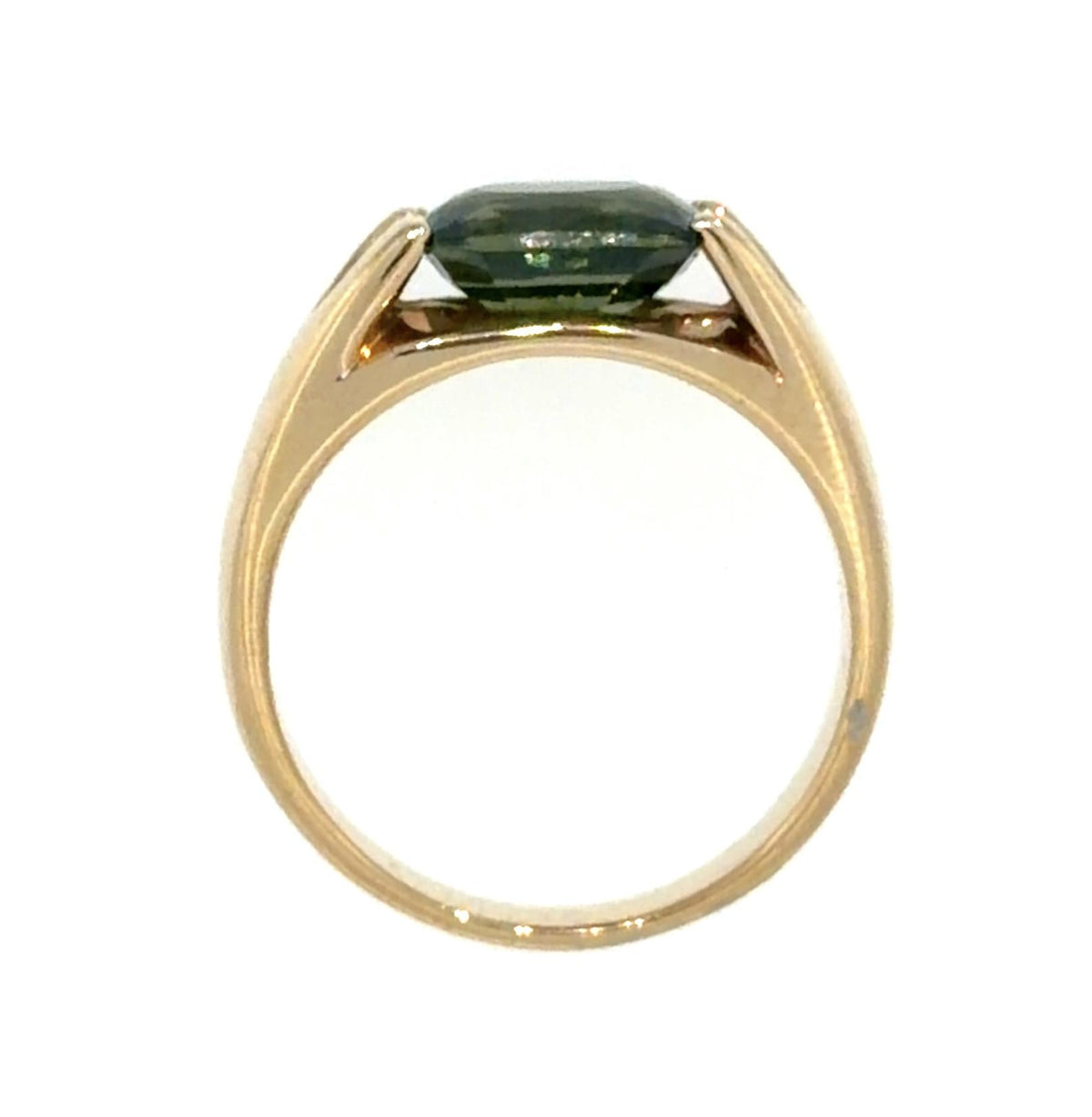 3.50ct Cushion Green Tourmaline 14KY Gold Ring 10.80g 10.50 Size