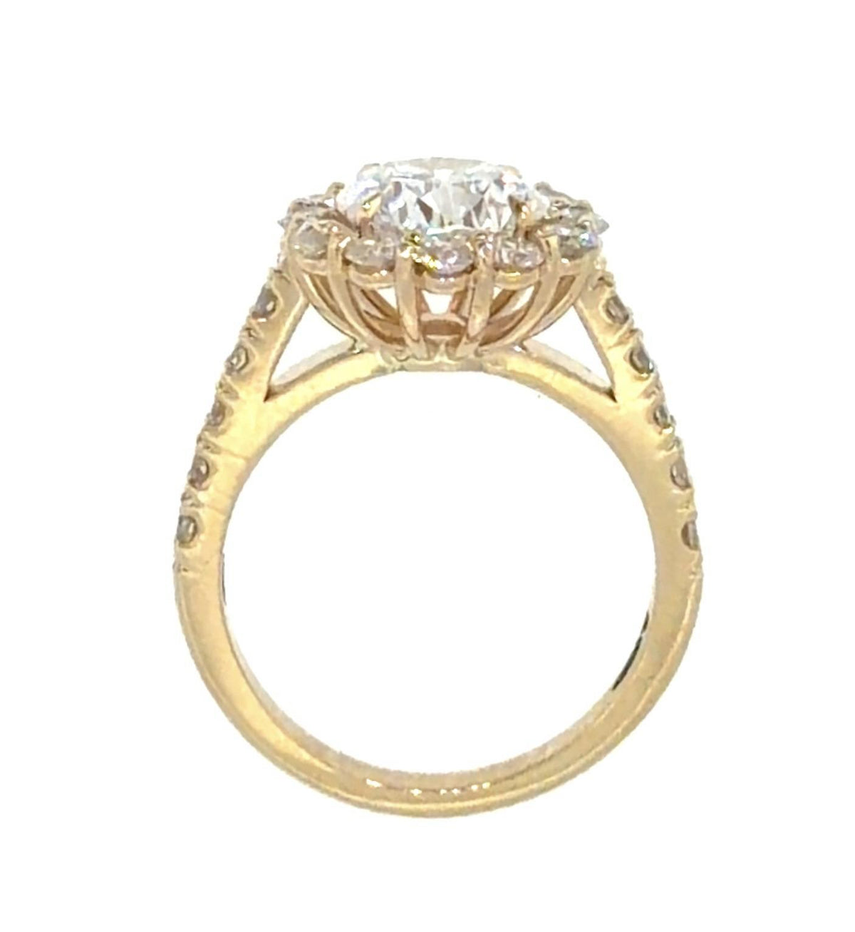 2.11ct D VVS2 Round Diamond 14KY Gold Halo Ring 1.20ct SD 5g 6.25 Size GIA