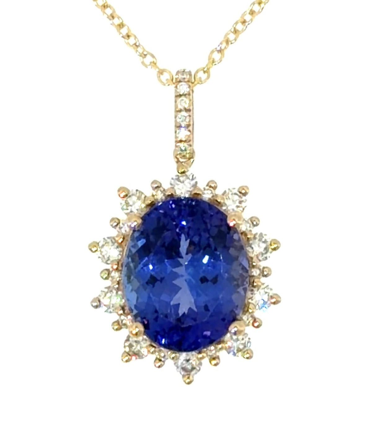 4ct Oval Sapphire .40ct Diamond 14KY Gold Pendant 3.30g 16"