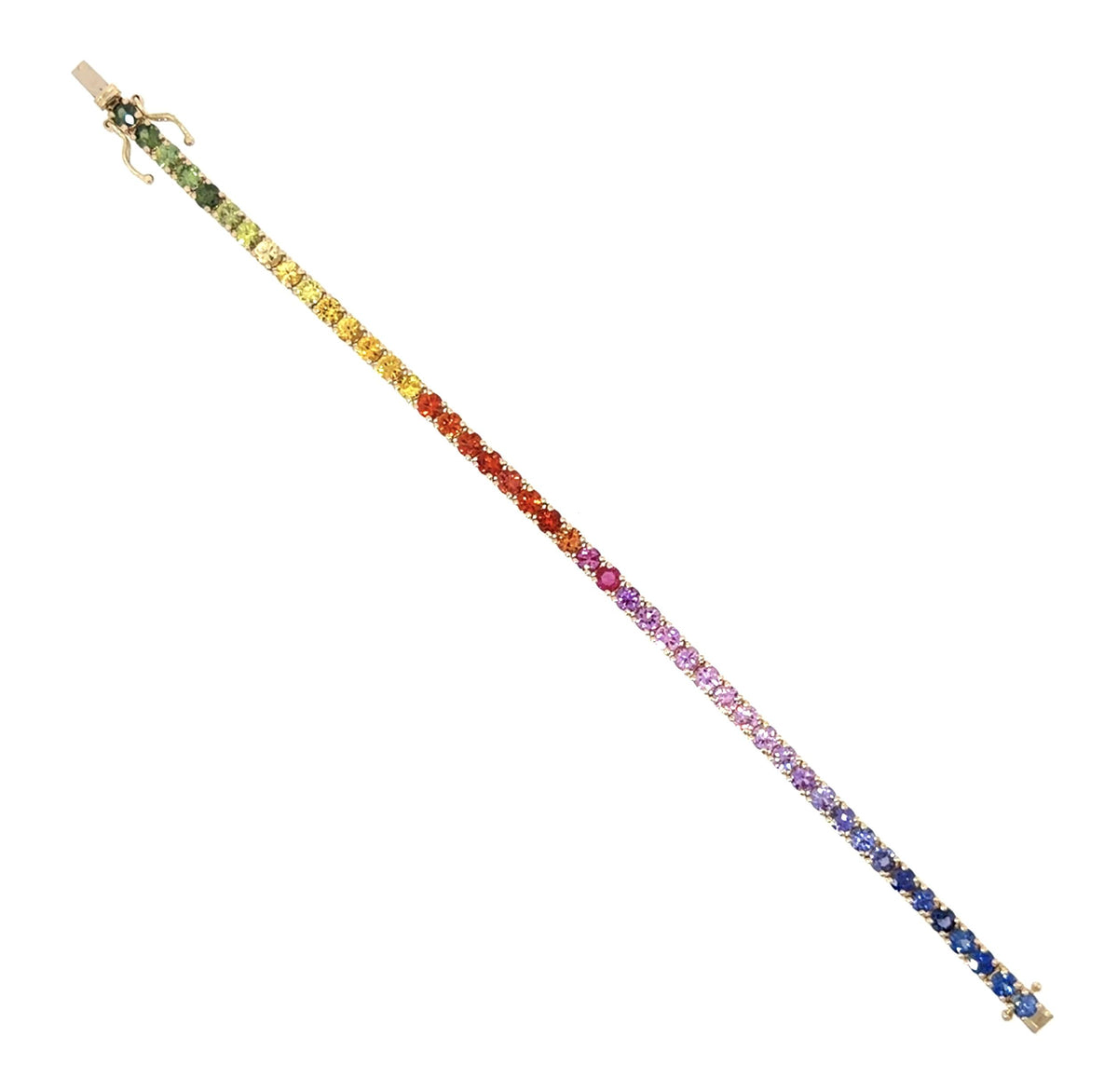 8.74ct Multicolor Sapphire 14KY Gold Tennis Bracelet 10.45g 7"
