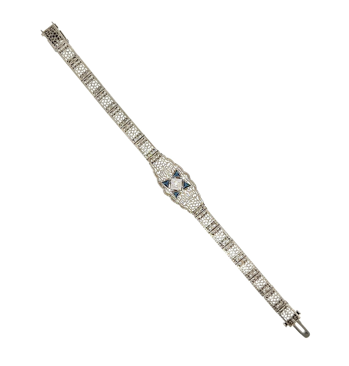 Original Art Deco Bracelet .03ct Diamond 10KW Gold Bracelet (Vintage 1930s)