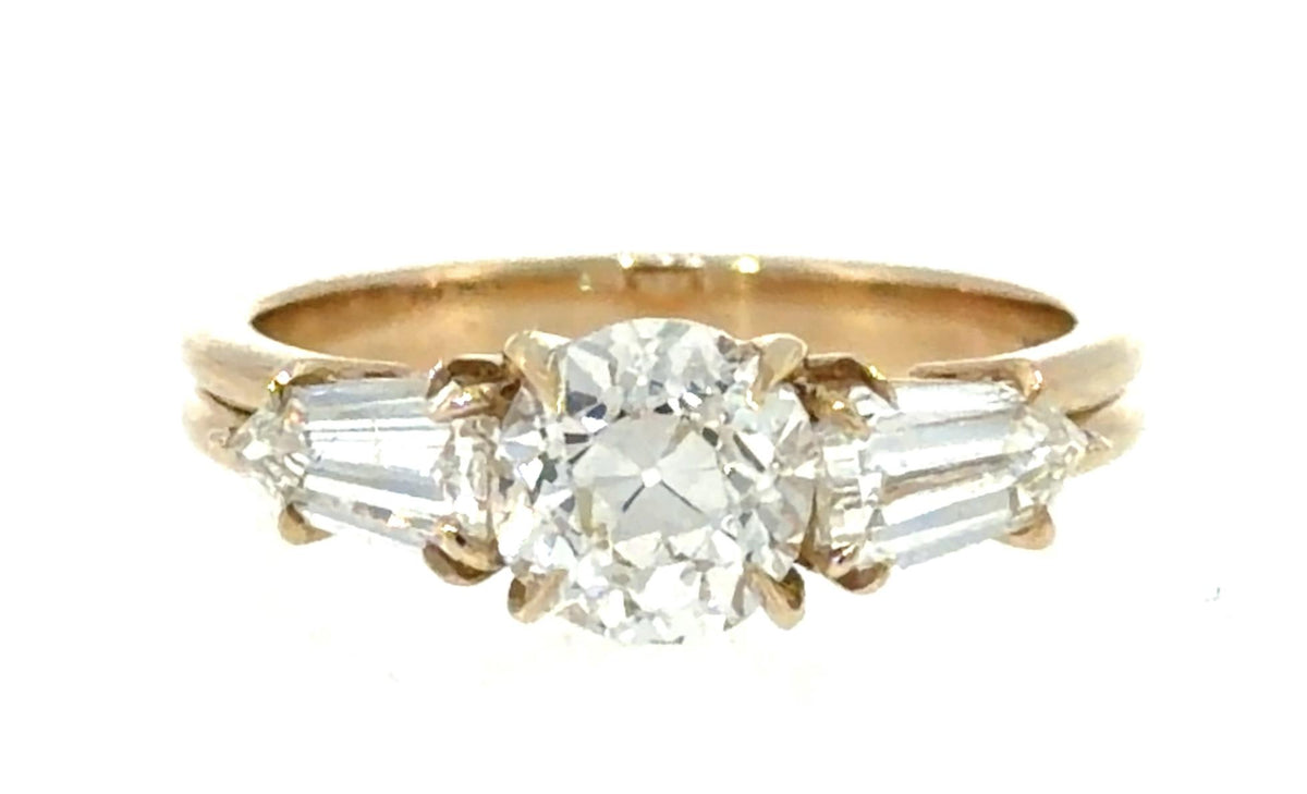 1.15ct European cut Diamond 14KY Gold Ring .81ct SD (H SI1 No Cert) 3.40g
