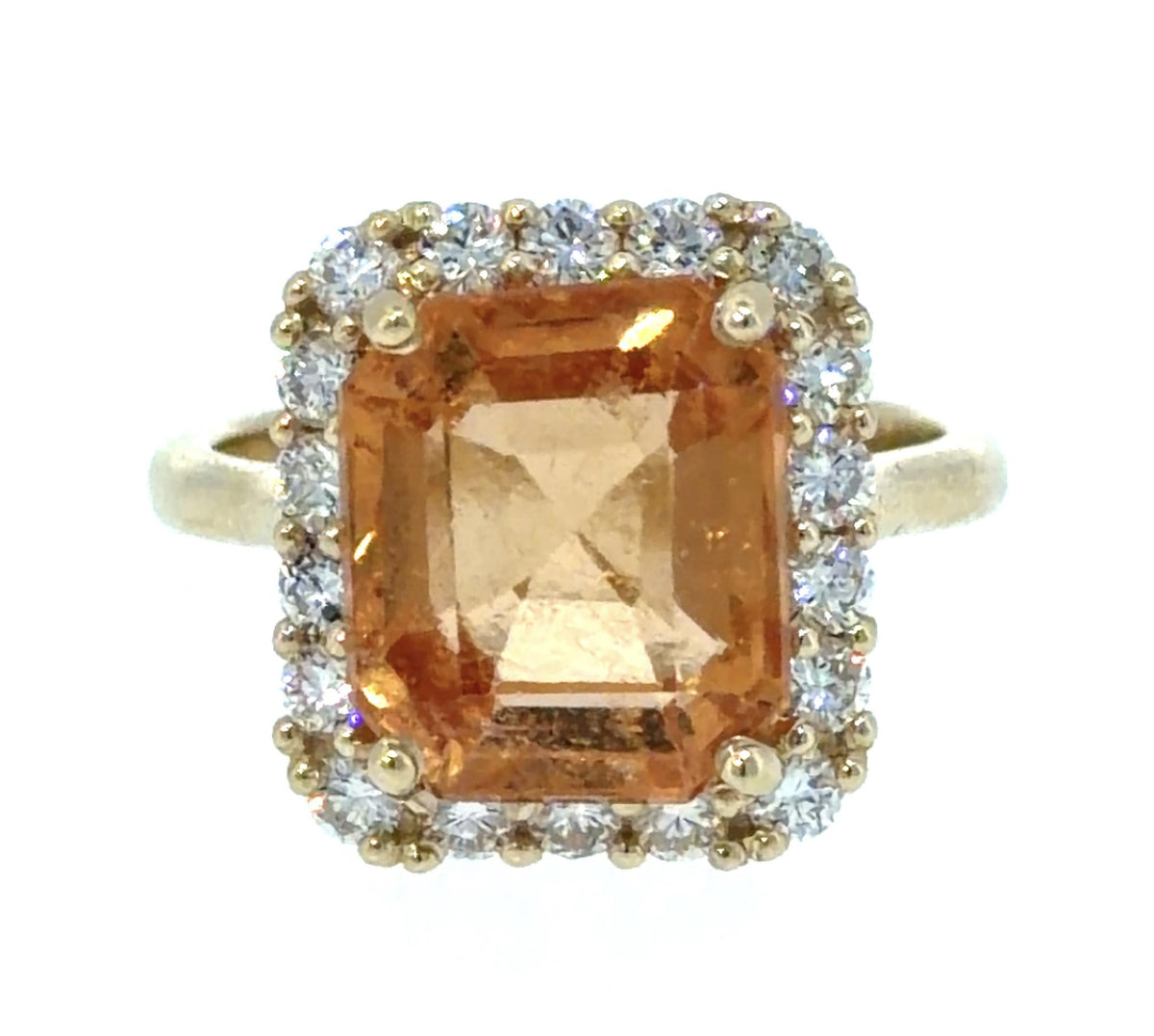 7.87ct Spessetite Garnet 1.10ct Diamond 14KY Gold Ring 6g 7.50 Size