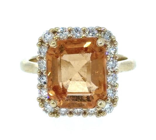 7.87ct Spessetite Garnet 1.10ct Diamond 14KY Gold Ring 6g 7.50 Size