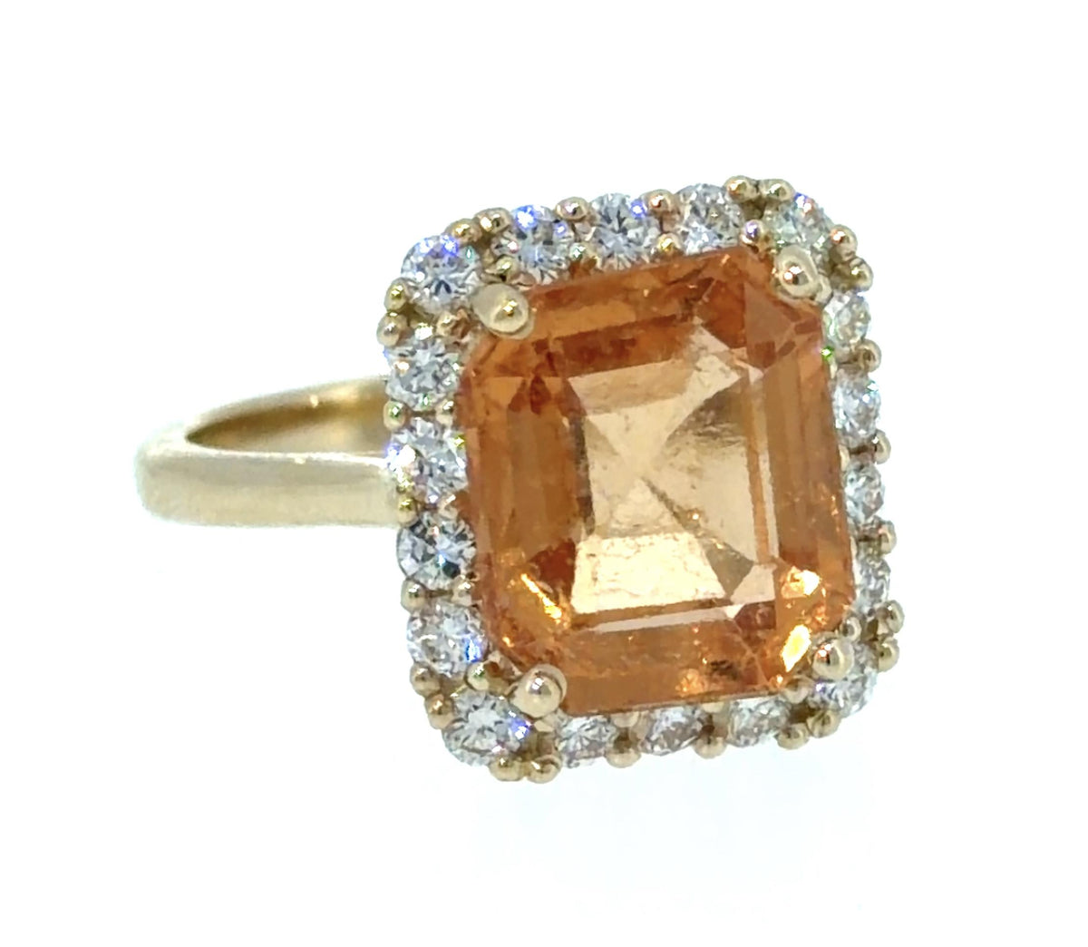 7.87ct Spessetite Garnet 1.10ct Diamond 14KY Gold Ring 6g 7.50 Size