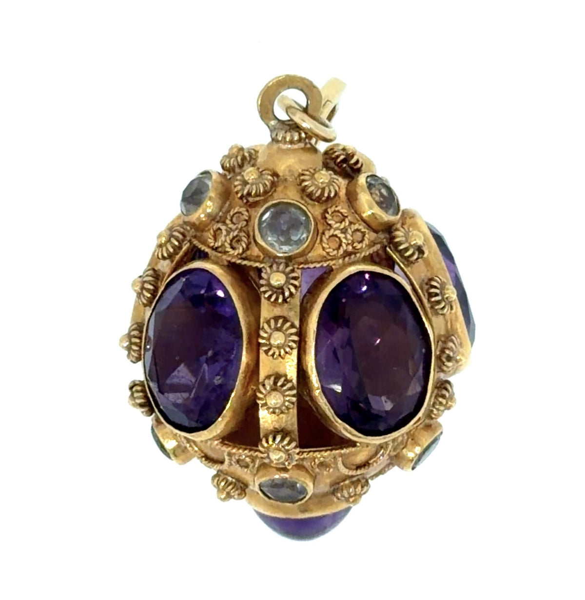 30ct Amethyst 18KY Gold Pendant (Vintage 1960s) 21.40g 2.25" 14KY Chain
