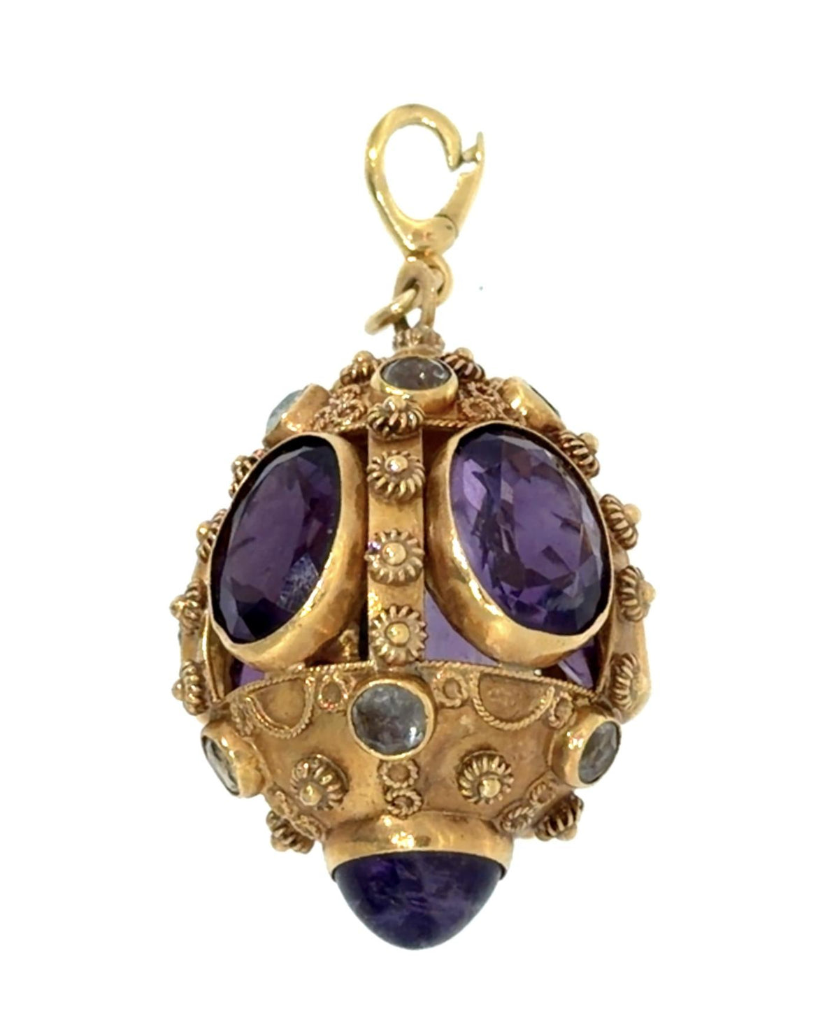 30ct Amethyst 18KY Gold Pendant (Vintage 1960s) 21.40g 2.25" 14KY Chain