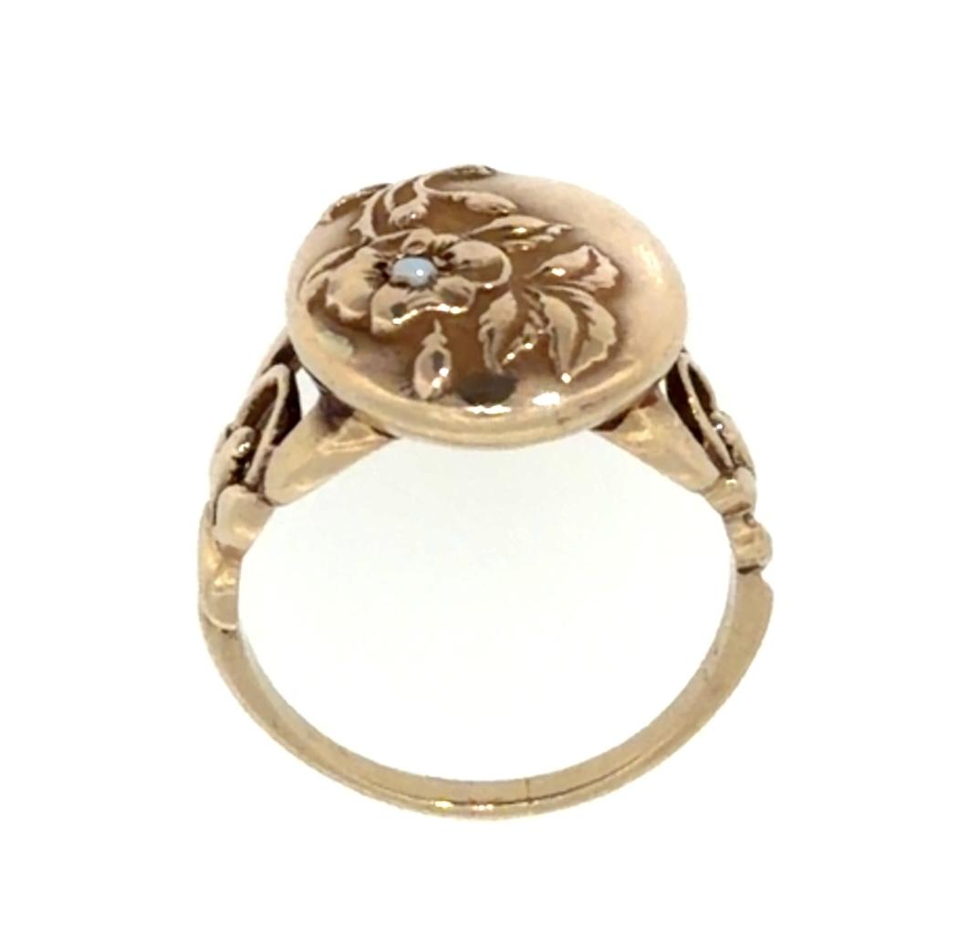 Original Art Nouveau Opal 9KY Gold Ring (Antique 1900s) 5.26g 8.50 Size