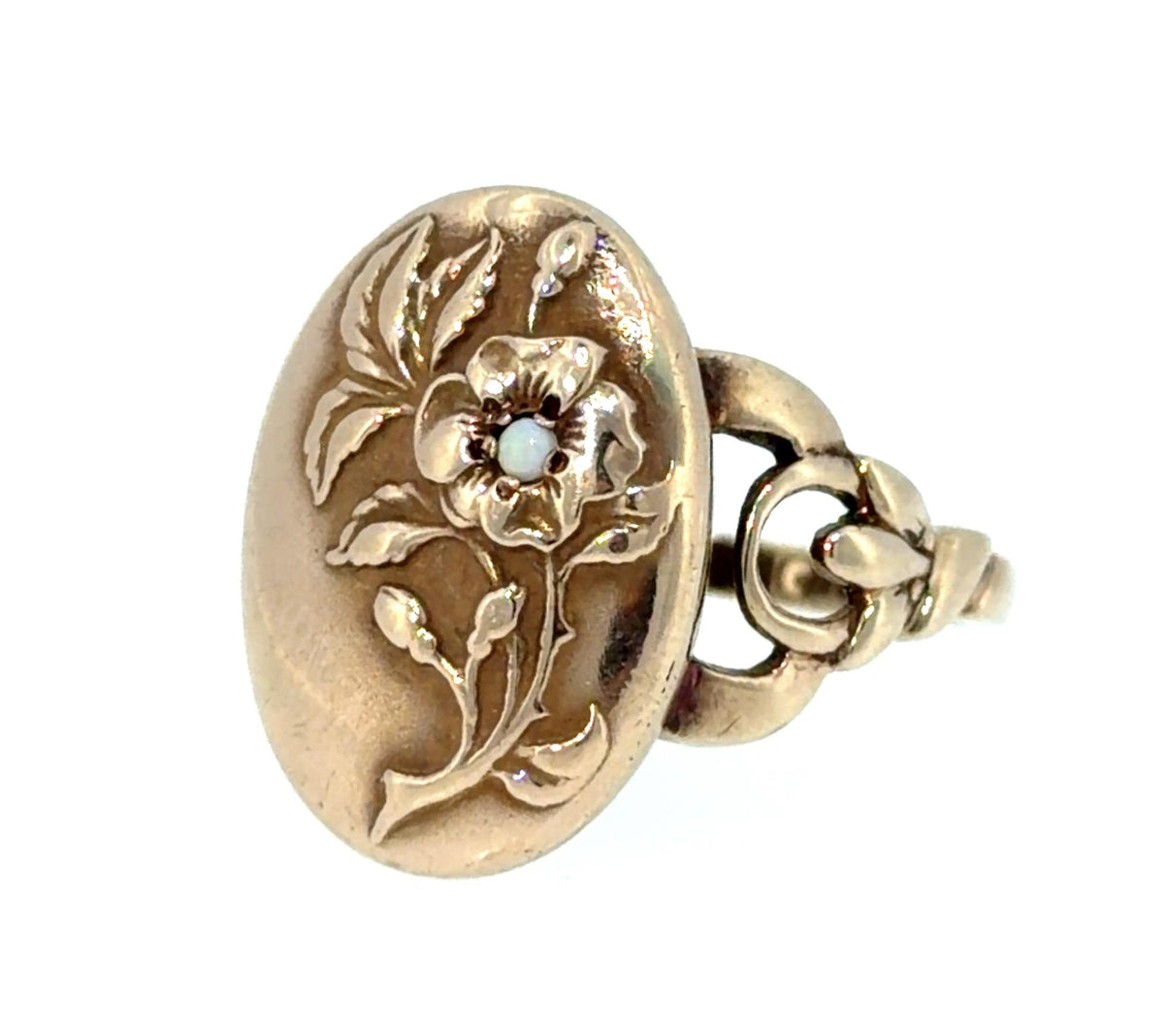 Original Art Nouveau Opal 9KY Gold Ring (Antique 1900s) 5.26g 8.50 Size