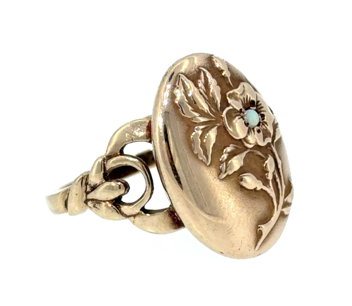 Original Art Nouveau Opal 9KY Gold Ring (Antique 1900s) 5.26g 8.50 Size