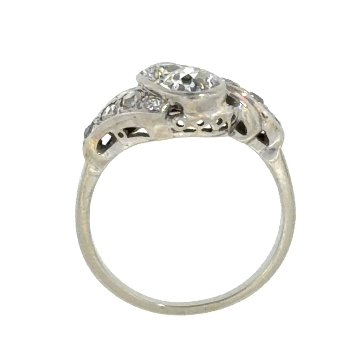 Original Art Deco .80ct (Two Center European Diamonds) Platinum Ring