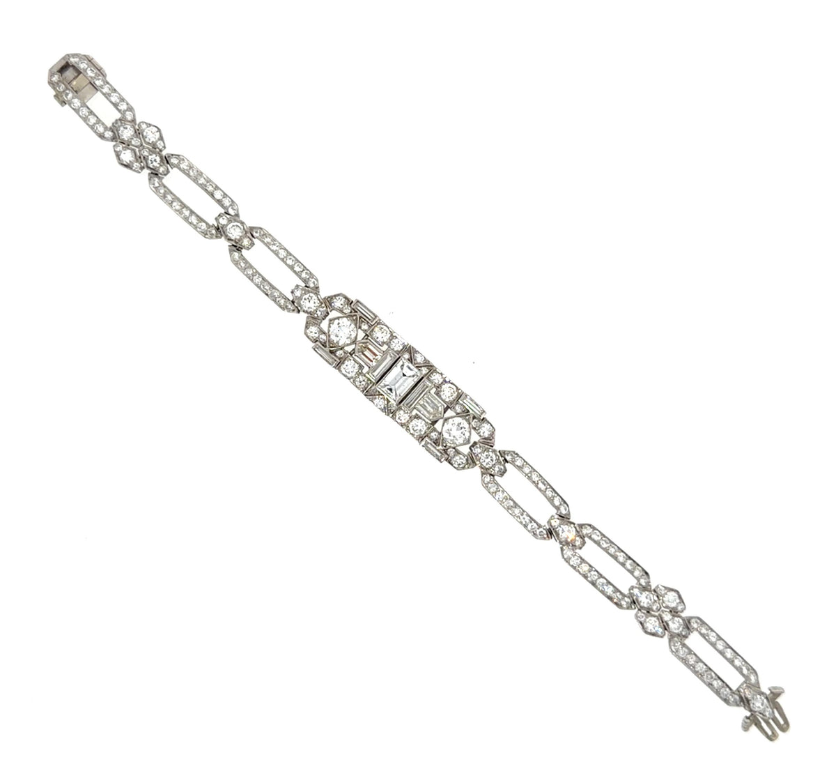 Original Art Deco 1.25ct Emerald-cut Diamond Platinum Bracelet (Antique 1920s)