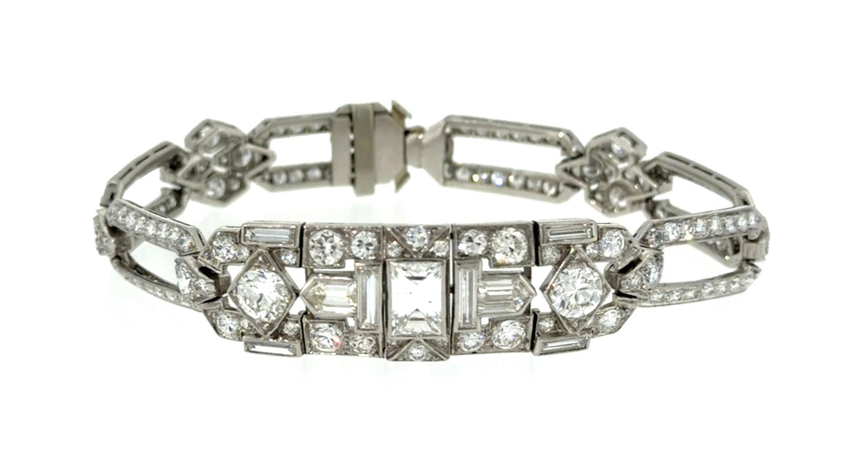 Original Art Deco 1.25ct Emerald-cut Diamond Platinum Bracelet (Antique 1920s)