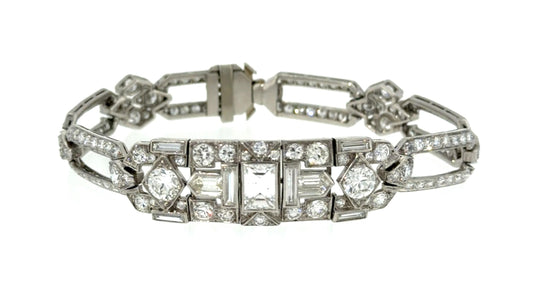 Original Art Deco 1.25ct Emerald-cut Diamond Platinum Bracelet (Antique 1920s)