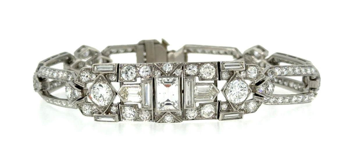 Original Art Deco 1.25ct Emerald-cut Diamond Platinum Bracelet (Antique 1920s)