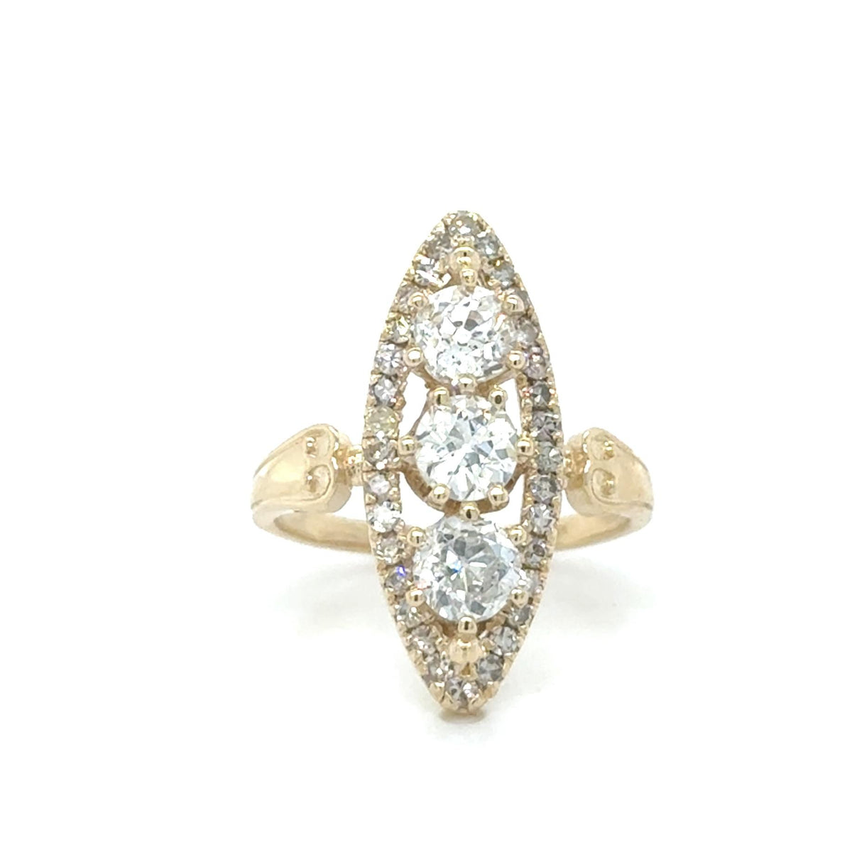 Victorian Style 1.9ct 14KY European Diamond Ring 4.10g 6.5 Size