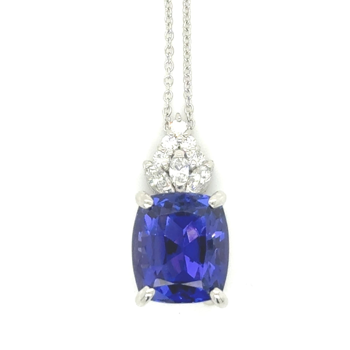 6.77ct Tanzanite Pendant PT .30cts Dia 6g 16"