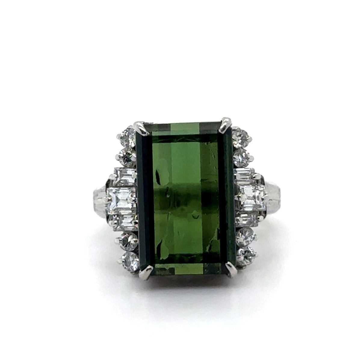 6.4ct Tourmaline .67ct Dia PT Ring 9g 4.75 Size