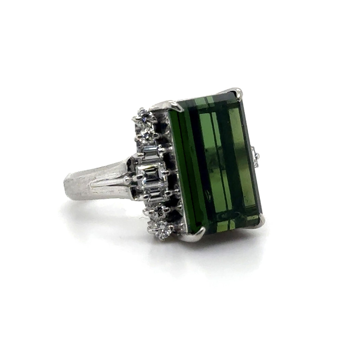 6.4ct Tourmaline .67ct Dia PT Ring 9g 4.75 Size