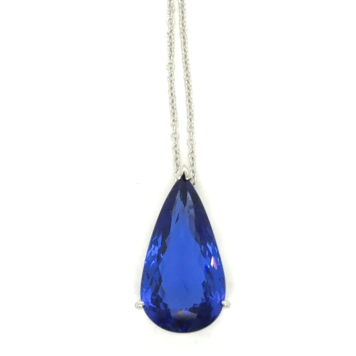 6.84ct Tanzanite 18KW Pendant 16" 4.30g