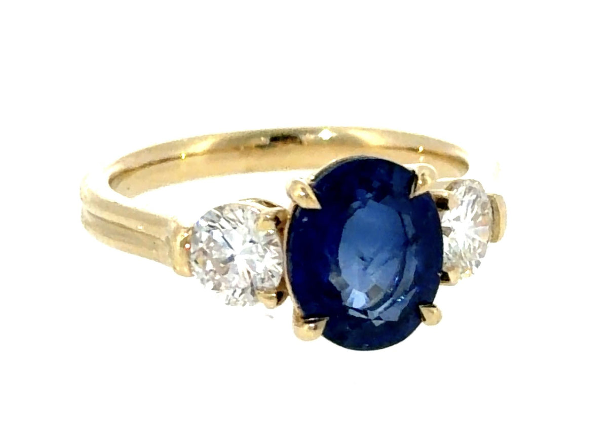 2.84ct Sapphire .80ct Diamond 14KY Gold Ring 3.90g 6.50 Size