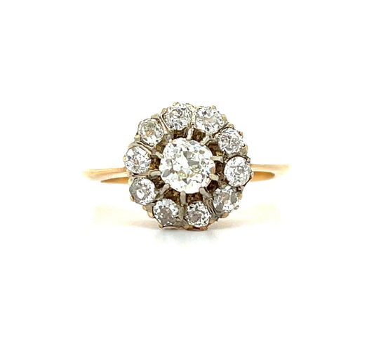 Victorian (Circa 1880s) .45ct Old Mine Cut Diamond 1ct SD 18KY Antique Ring