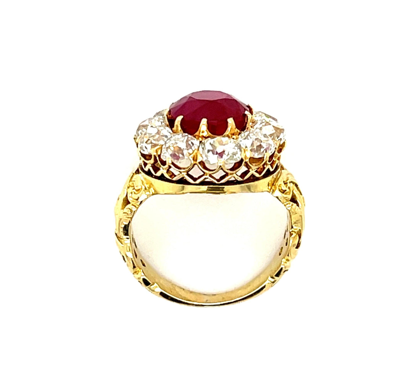 Victorian Era 2.99ct Ruby GIA Burma Heated 18KY Antique Ring (Circa 1880s)