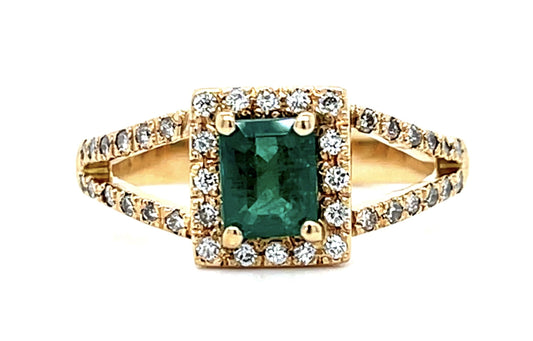 .85ct Emerald .28ct Diamond 18KY Ring 4.20g 6.75 Size