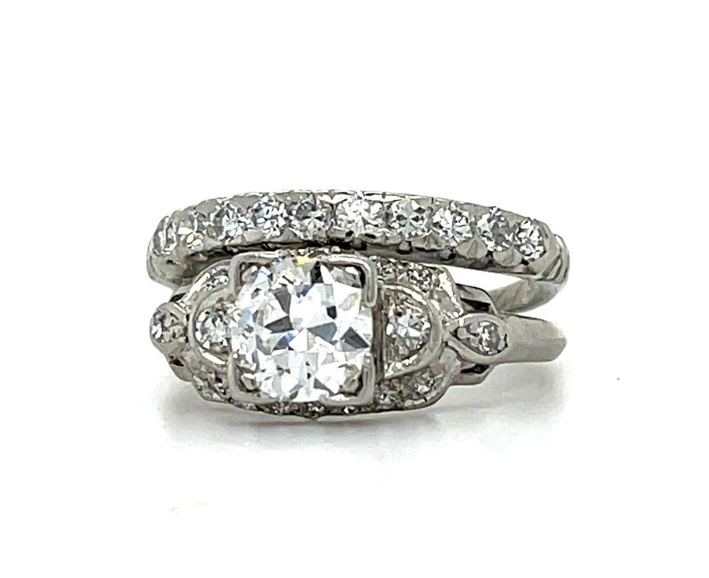 Art Deco .80ct OEC Diamond PT Antique Ring (c 1920s) .50ct SD 5.75 Size 5.15g