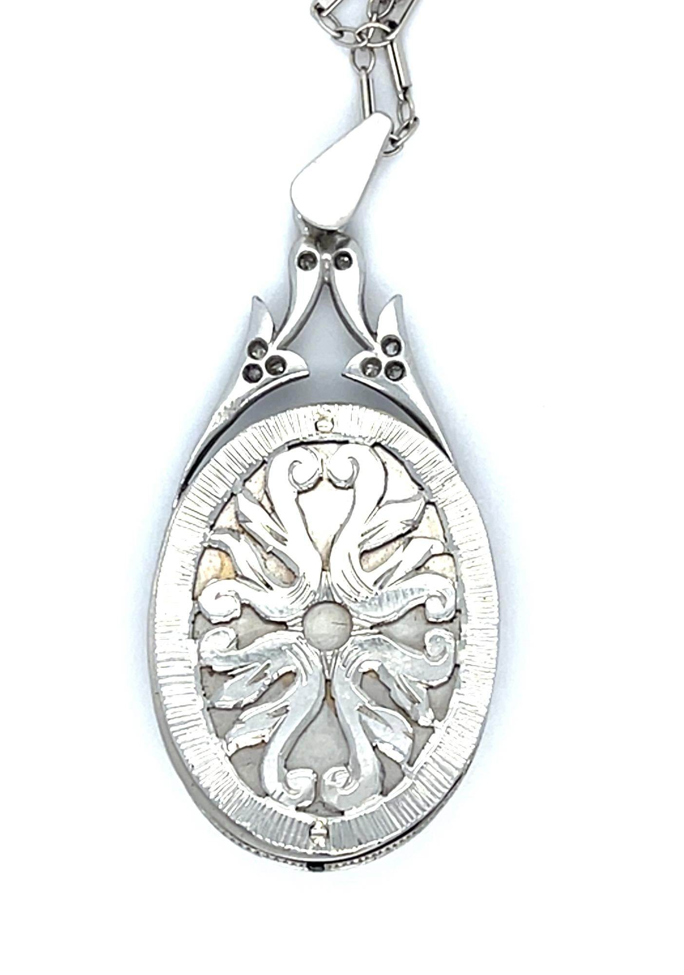 1.75ct Black Australian Opal Platinum Pendant .80ct Diamond 12.90g 20"