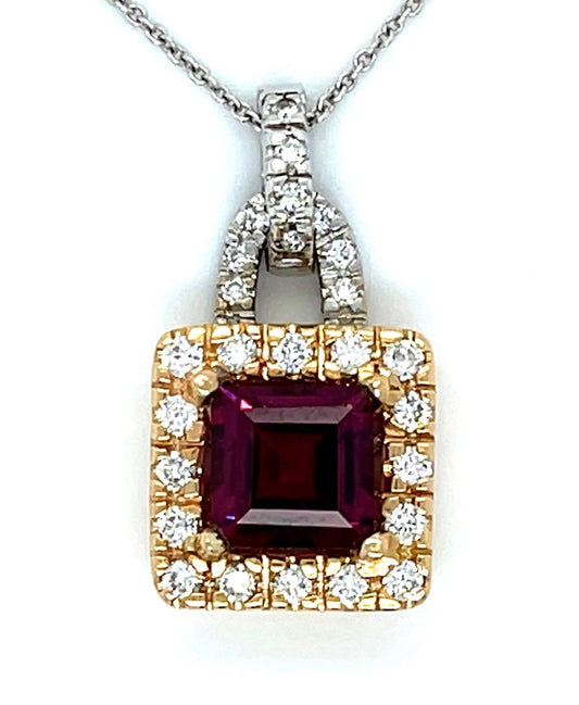 18K2T Tourmaline &  Diamond Pendant 1.75ct(tm) 0.27ct twt(dia) ESTATE 18K Chain