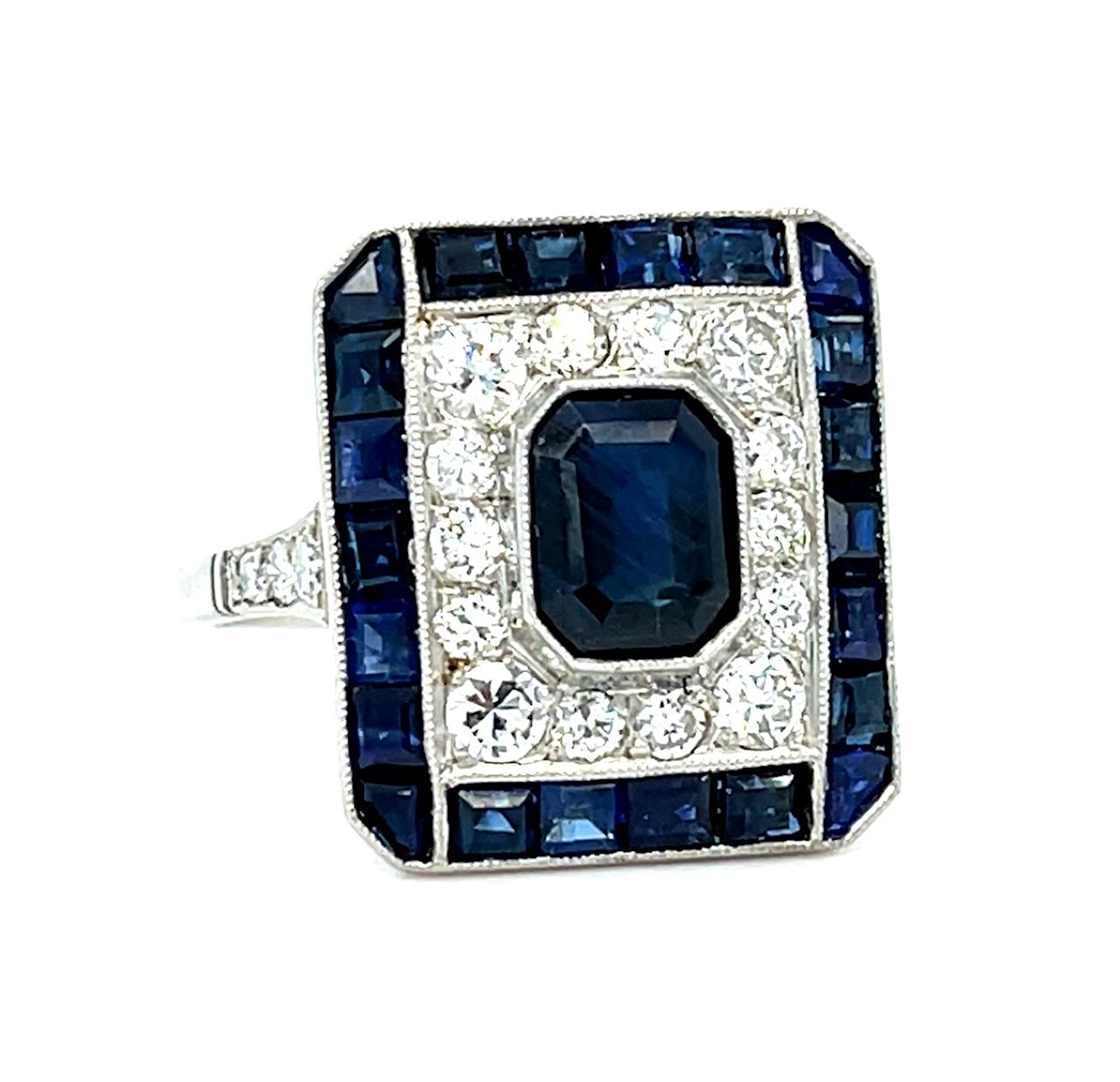 1.50ct Sapphire 1.10ct SD Platinum Handmade Ring Side Sapphire 2.40ct 6.55g 6.75