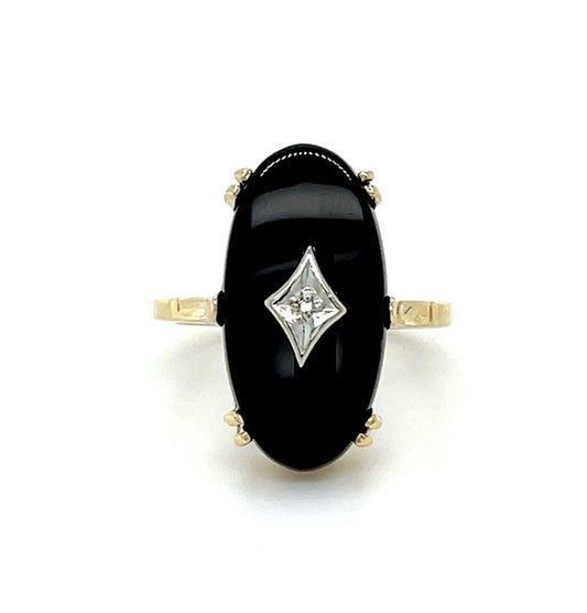 Onyx 10KY Vintage Ring 6.50 Size 3.61g